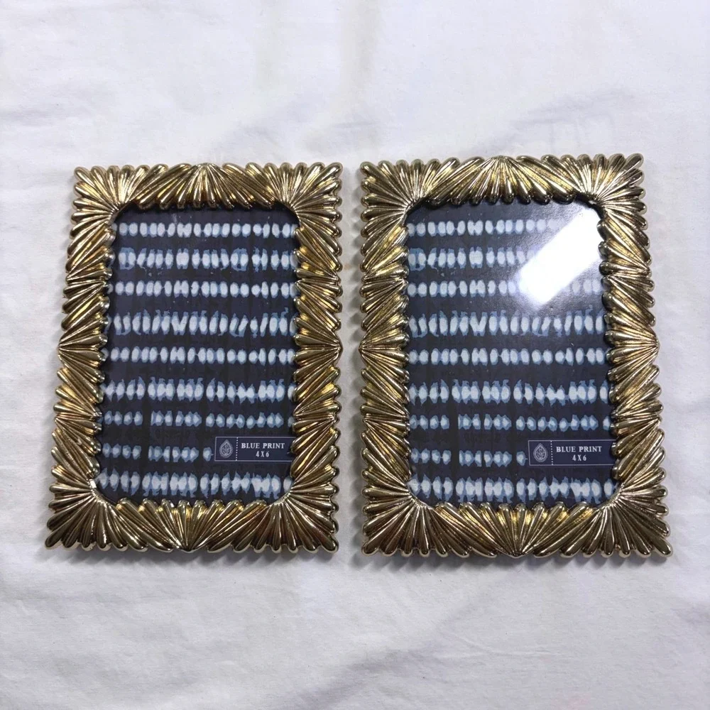 Parisian Home Gold Sunburst Picture Frame Set of 2 Metallic 4x6 Tabletop Decor
